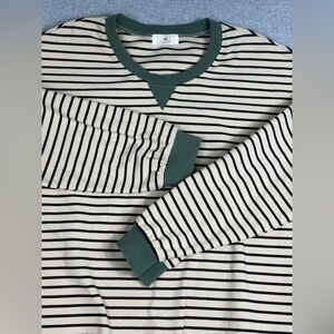 Sunland 17 Striped Sweatshirt‎ Womens M/L Crewneck Soft Stretch Luxe Ringer